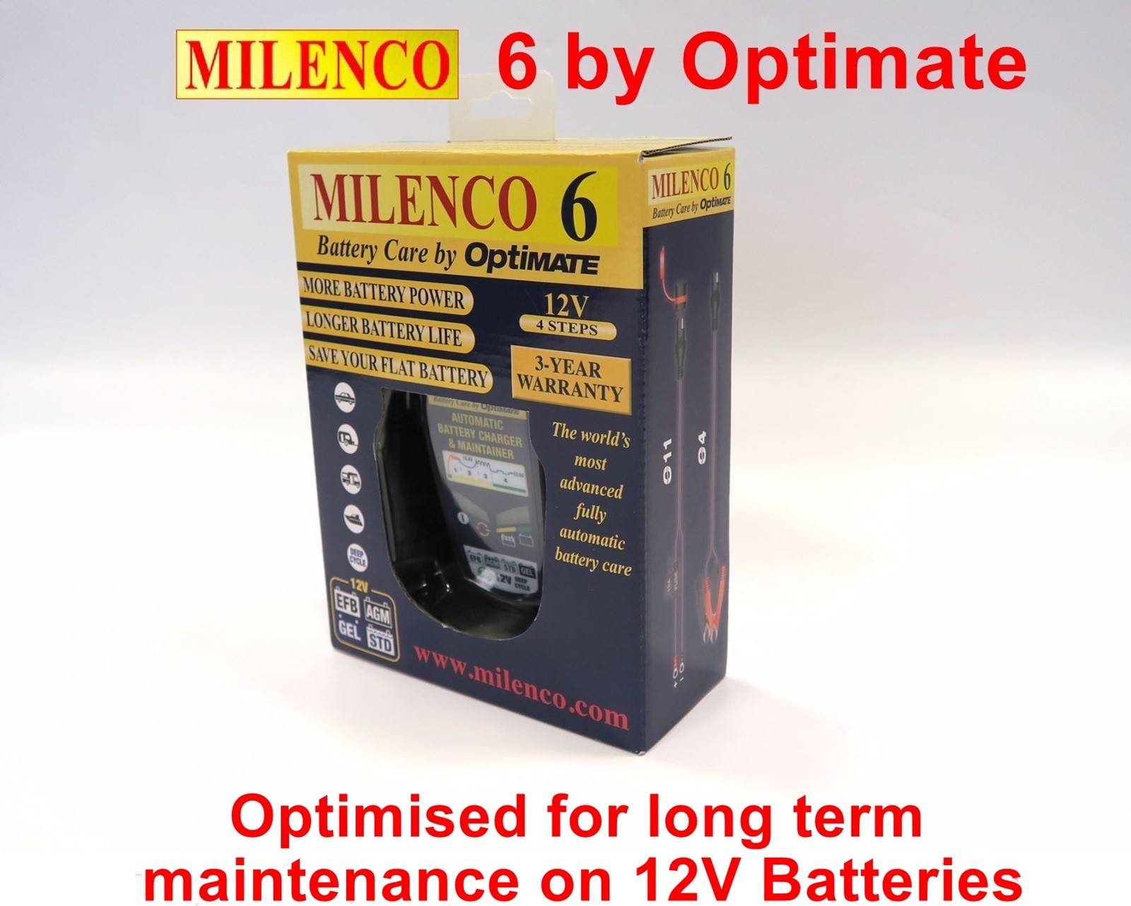 Milenco 6 by Optimate - Multi Step Smart Battery Charger/ Maintainer