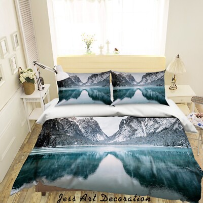 3D Sky Mountains River Shadow Quilt Cover Set Bedding Sets Pillowcases 64