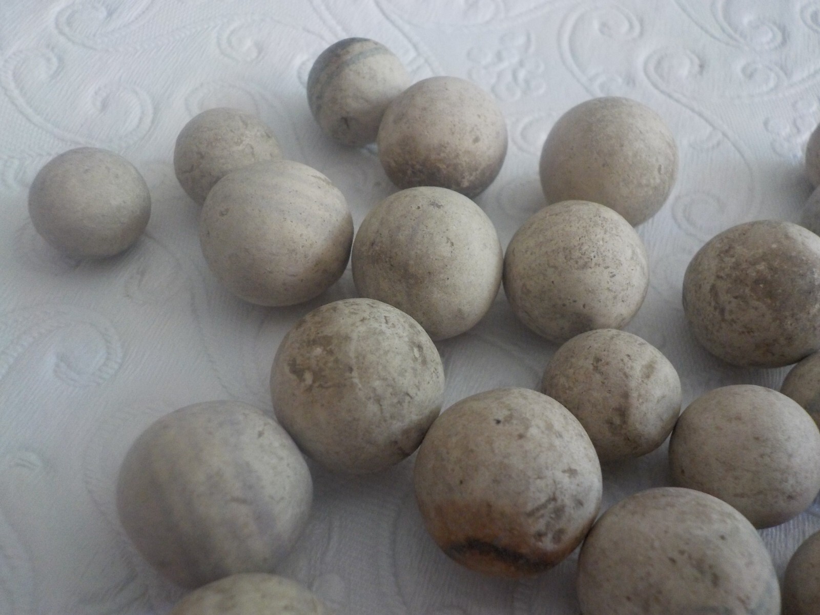 Antique Striped Clay Marbles Various Sizes 40 Vintage Marbles