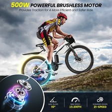 26in E-Folding Bike 21-Speed Electric Bike 500W 48V Mountain Bicycle w/LCD 20MPH