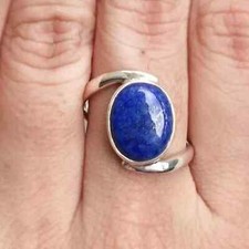 Lapis Lazuli Solid 925 Sterling Silver Statement Handmade Ring, All Size M1427