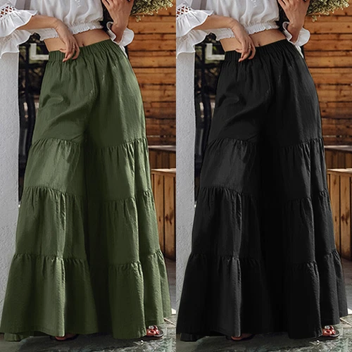 Damen Bohemia weites Bein Anzughose Hose Culotte Maxirock - Bild 5 von 18