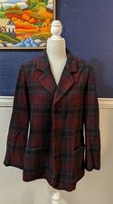 VTG Eddie Bauer Purple Wool Blend Plaid Blazer Jacket Sz Petite Medium PM
