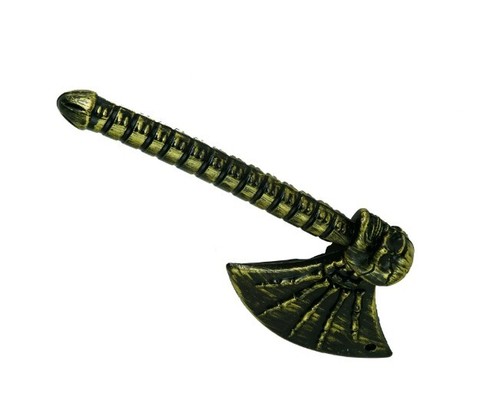 Pirate Skull Axe - 16" - Gold Antique - Plastic - Costume Accessory Prop - Picture 2 of 2