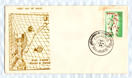 BRAZIL - WORLD FOOTBALL CUP CHAMPION, SWEDEN, 1ST DAY COVER, 3.30 CR, 20-1-1959