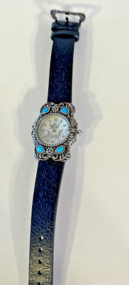 Vintage Carolyn Pollack Southwestern Turquoise Filigree MOPearl Watch Leather Carolyn Pollack 925 Sterling Silver Southwestern Turquoise  main image 3