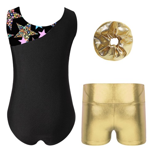 Girls Set Stretchy Clothes Sparkly Outfit Sport Leotards Metallic Bodysuit Kids - Picture 13 of 53