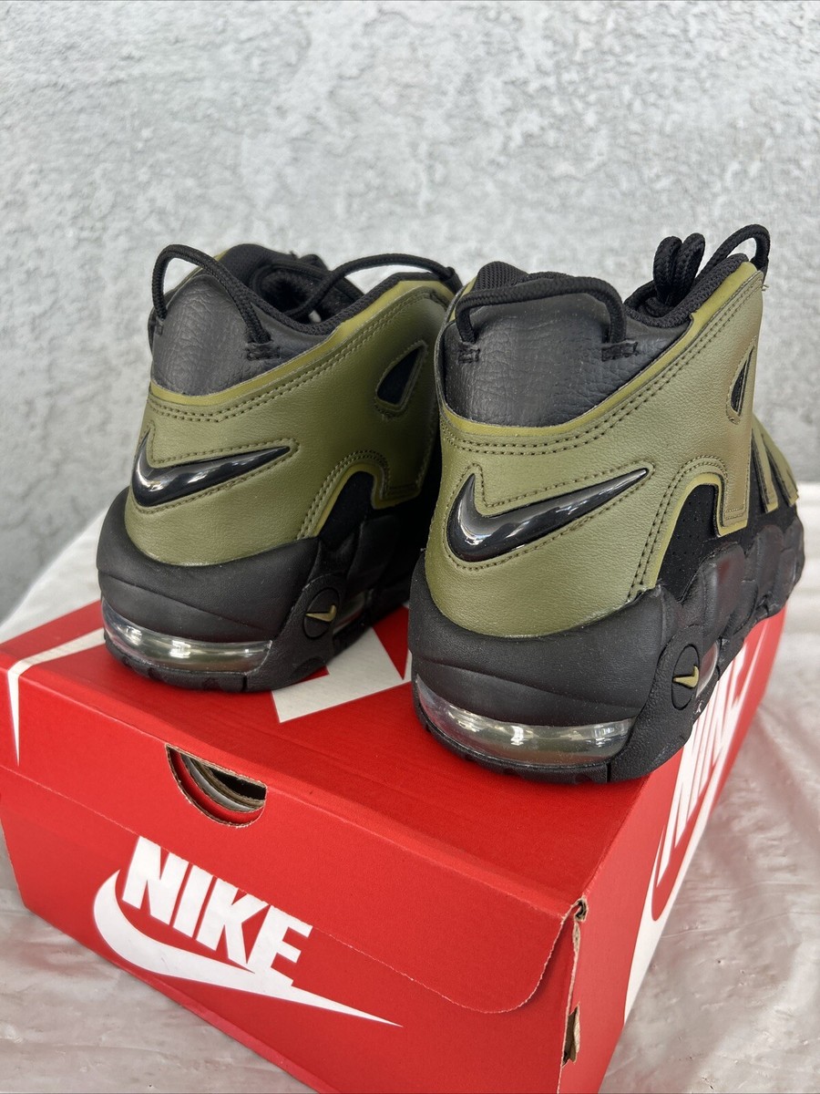 NIKE AIR MORE UPTEMPO 96 BLACK-ROUGH GREEN-PILGRIM SZ 10.5 [DH8011
