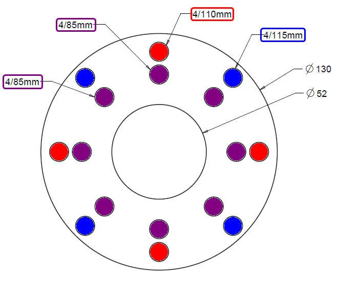 Kit de conversión de ruedas traseras Honda TRX90 a 400EX (y patrones de pernos Yamaha de 4x115 mm) Foto 4 de 4