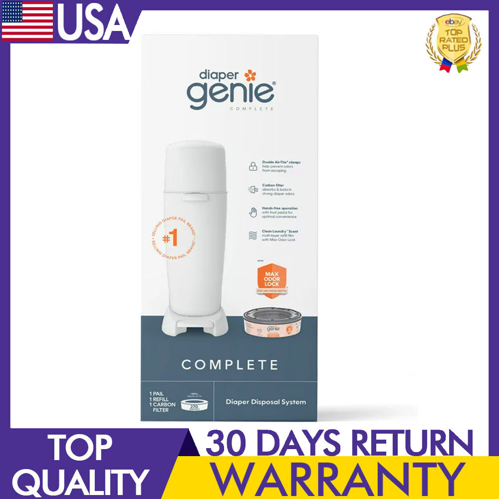 Complete Baby Diaper Pail Trash Can Odor Control 1 Filter 1 Refill Nursery New