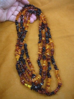 (PB-403) ORANGE baltic AMBER CHIP chips Poland beaded Jewelry 76'' long NECKLACE