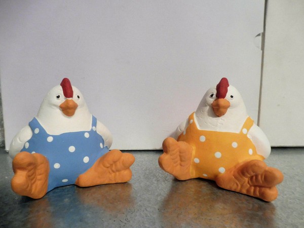 VINTAGE 90´S CERAMIC CHICKENS HENS ! POLLOS GALLINAS CERÁMICA AÑOS 90 TOY DOLLS