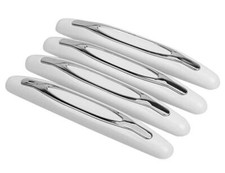 4x White/Chrome Door Boot Guard Protectors Insert (DG9W) fits Classic OPEL