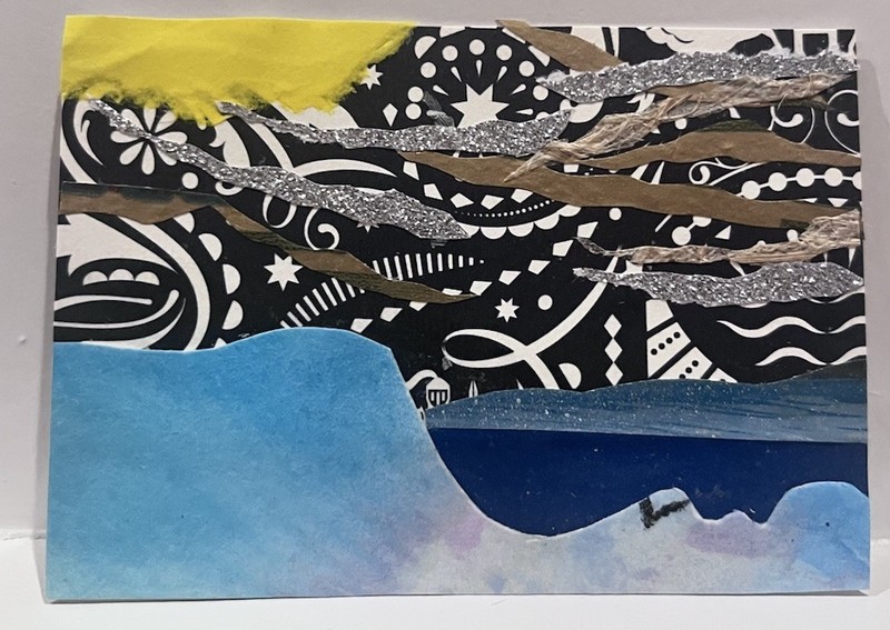 ACEO Art Card Original, Signed “Summer Wind” Series 5 Mixed Media collage OOAK