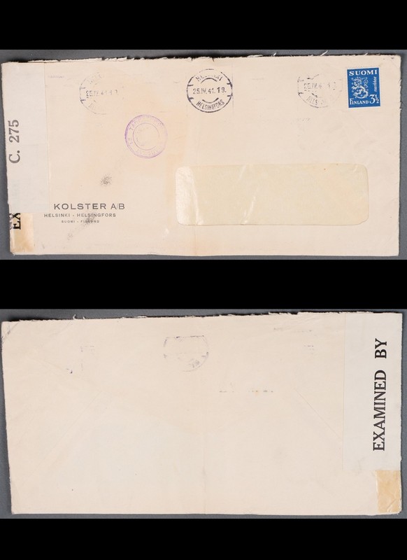 Mayfairstamps Finland 1941 Helsinfors Censored WWII Commercial cover aaz_89059