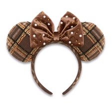 2026 Baublebar Disney Minnie Mouse Plaid Ear Headband Brown Fall Halloween NWTs 