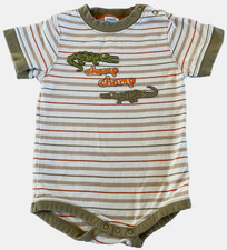2008 GYMBOREE Safari Outback Alligator Chomp Applique Stripe Bodysuit 12-18M