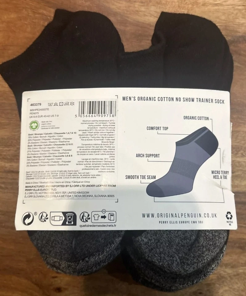 10 X Calcetines Entrenadores Penguin Hombres Premium No Show en Negro Reino Unido Talla 6-8 Algodón Nuevos. Foto 2 de 2