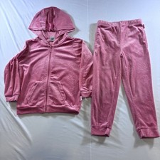 Sanrio Hello Kitty Pink Velour Tracksuit Hoodie & Joggers Set Kids Size 7-8YRS