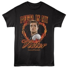 HUNGER GAMES Movie T-Shirt PEETA IS MY VICTOR Mens New Official Black