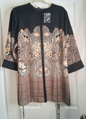 Isaac Mizrahi Live! Women's Belted Button Down Lightweight Top Plus Sz 2X NWT