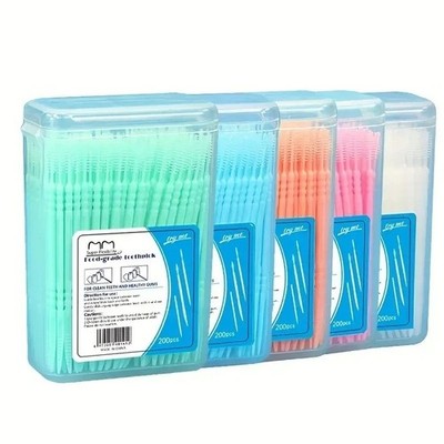 200x Einweg Zahnstocher Bürste Interdental Zahnseide Picks Zahnreiniger verpackt