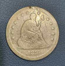 1876 Seated Liberty Quarter Love Token – SILVER Engraved - “Grandpa 1890”