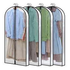 50" Clear Garment Bags for Hanging Clothes W/ 4" Gussetes, 4 Packs Suit Bags ...