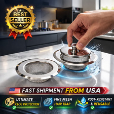 2 Pack Stainless Steel Mesh Sink Strainer Drain Filter Hair Trap Kitchen Bath