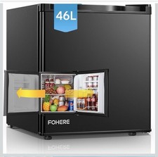 FOHERE Table Top Mini Fridge with Freezer 46L Reversible Door. Brand New Black