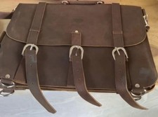TUZECH Mens Retro Vintage Look Genuine Leather Messenger Bag Briefcase 16 New