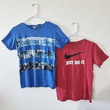 Nike Red Shirt Kid's XL and Adidas Blue Shirt Small Bundle Lot of 2