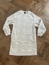 Marimekko x Uniqlo Kids 5-6 Fleece Long Sleeve Dress Ribbed Crewneck & Cuffs