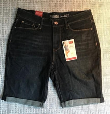 LEVI STRAUSS SIGNATURE Blue Denim Soft Stretch Bermuda Shorts 12 W31 NEW