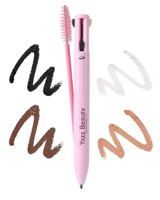 - 4 in 1 Makeup Touch Up Pen with Nude Lip Liner, Black Eyeliner, Medium Brow...