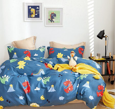 Markutus Blue Dinosaur 100 Cotton Duvet Cover Set Twin Kids Cute Fun Discover