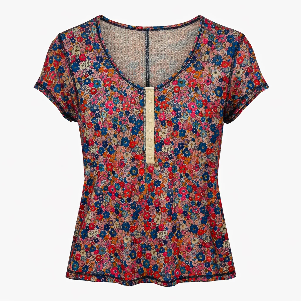 YUTILA Henley T-shirt voor dames, gestreept, 3/4 mouwen, V-hals, gestreept, kleurblok, blouseshirt, casual streetwear, lichtgroen en wit, L