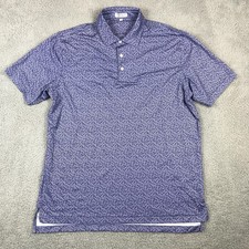 Peter Millar Summer Comfort Polo Shirt Mens Size Large Blue Geometric Golf Print