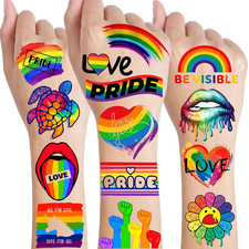 86 PCS LGBT Gay Pride Tattoos for Women Men Adults, Rainbow Temporary Tattoos