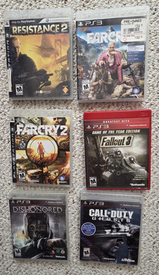 PS3 Call of Duty Ghosts, DisHonored, Fallout3, Farcry2, Farcry4, Resistance2