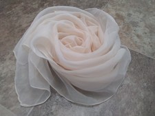 Vintage Sheer Beige Scarf Square 26 x 30