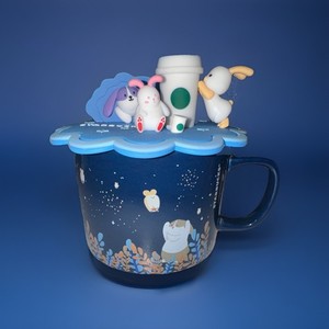 NEW 2023 Coffee Cup Starbucks Rabbit Glasses Hare Ceramic Mug w/ Lid Gift