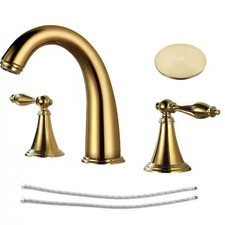 AKLFGN Double handle 8 in Widespread Bathroom Faucet 3-Hole Faucet Polished Gold