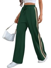 Wide Leg Sweatpants Women High Waisted Baggy Sweat Pants Active Striped Track...