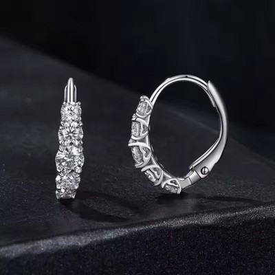 1ct 2ct Echt Moissanit Creolen 925 Sterling Silber GRA Zertifiziert Neu USA 