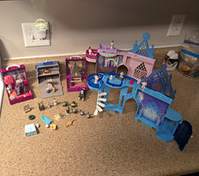 Disney Frozen Playset Lot w/ Figures Small Dolls, Castle Sets, Accessories