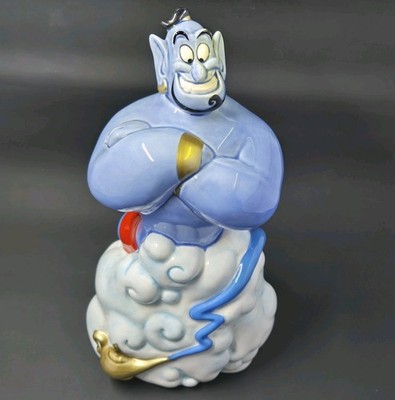 Vintage Disney Genie Aladdin Ceramic Coin Piggy Bank with Magic Lamp 8.5  Figure