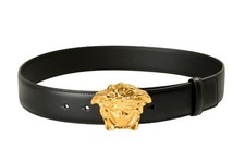 Versace Black 100 Leather Gold Medusa Head Decorated Belt US 28 IT 70