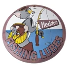 Vintage Heddon Fishing Lures Sign - Fish Tackle Gas Advertisement Porcelain Sign