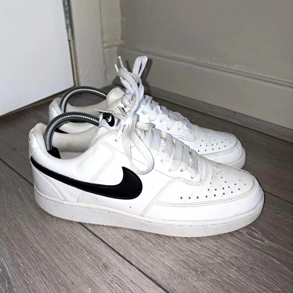 Nike Low Top Trainers UK 6 White Black Swoosh Lace Up Unisex Adults - Image 1 of 4